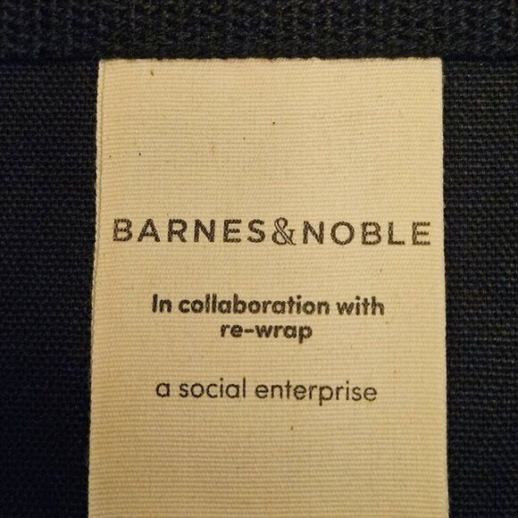 Barnes & Noble Black and Gold Canvas Tote. 14.5" x 14" - Picture 3 of 5